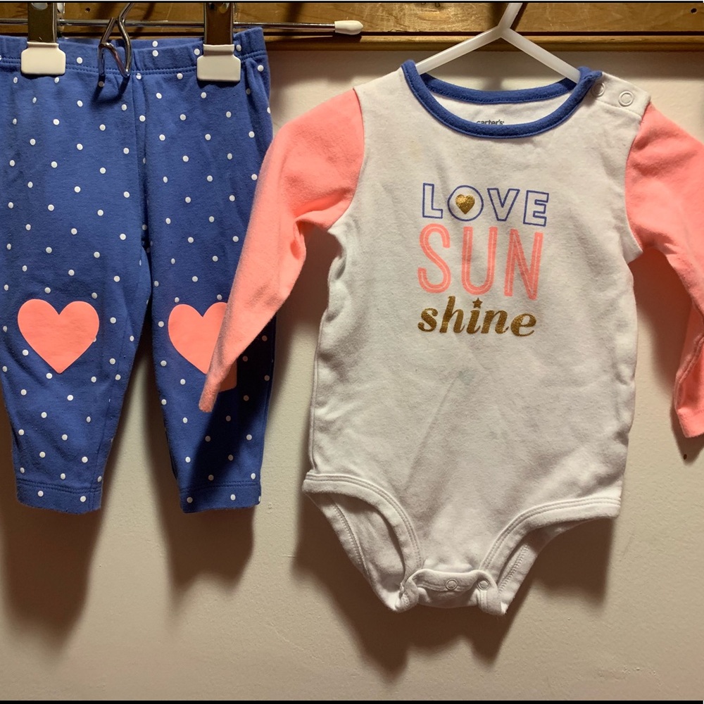Carters 9m leggings and long sleeve onesie